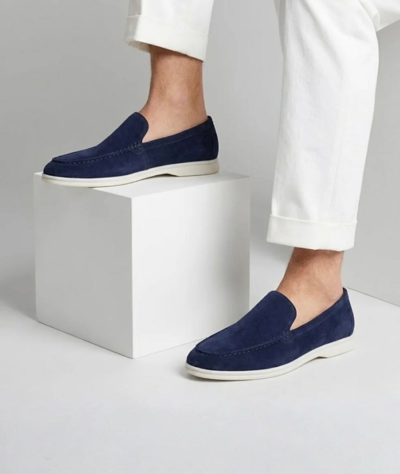 Elegant suede loafers.