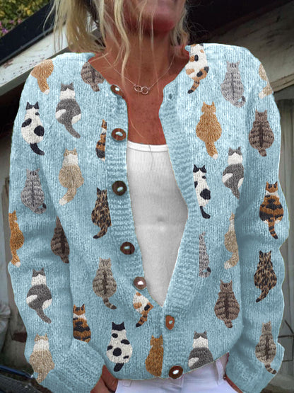 Olyvane | The Feline Motif Knit Cardigan