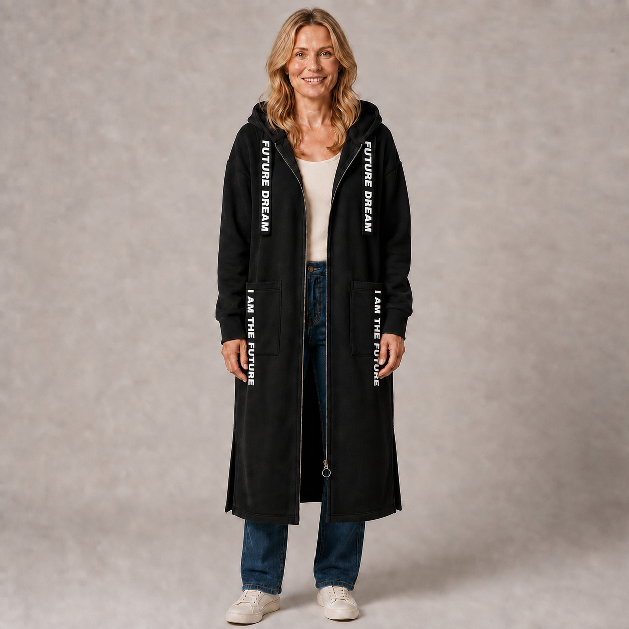 Olivia Women's Longline Fleece Hooded Coat