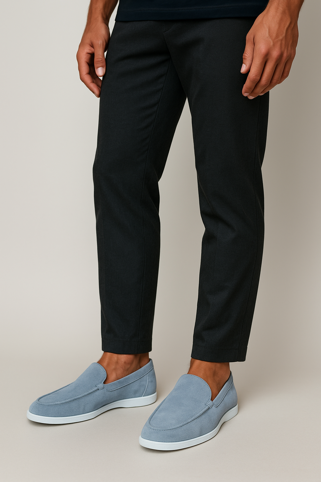 Elegant suede loafers.