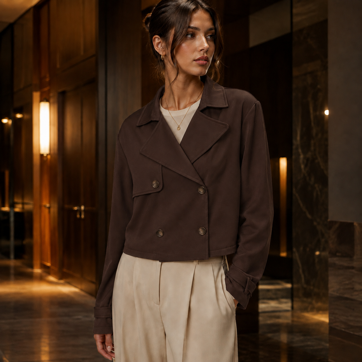 Gemma Women's Cropped Double-Breasted Jacket