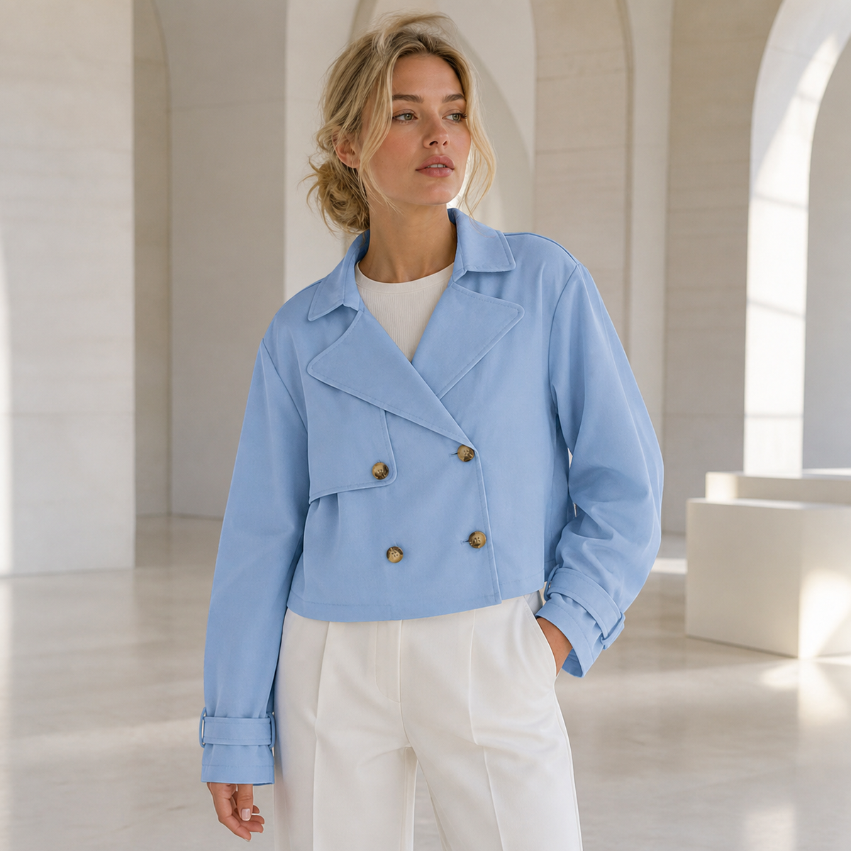 Gemma Women's Cropped Double-Breasted Jacket
