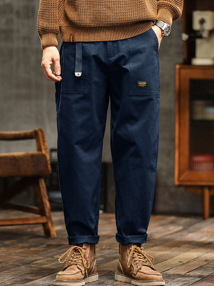 Vintage-inspired men's casual utility trousers