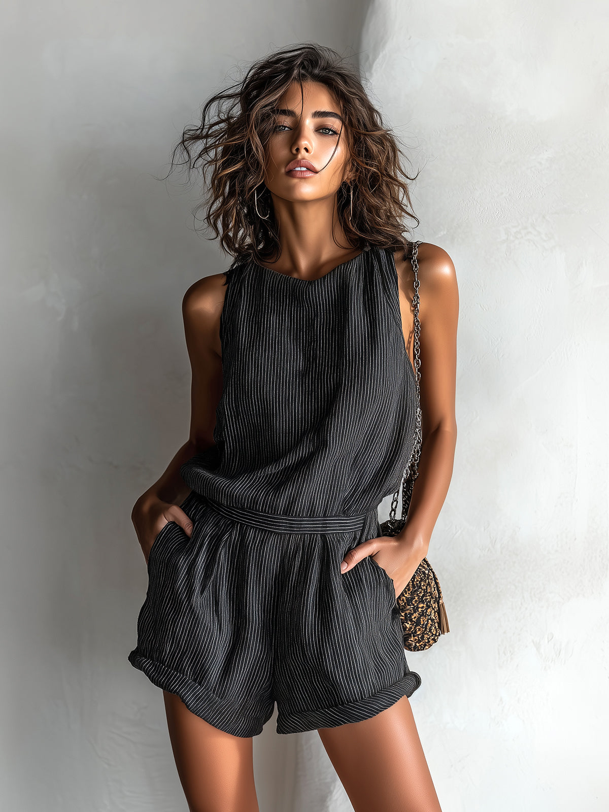 OLYVANE LINEN CASUAL ROMPER