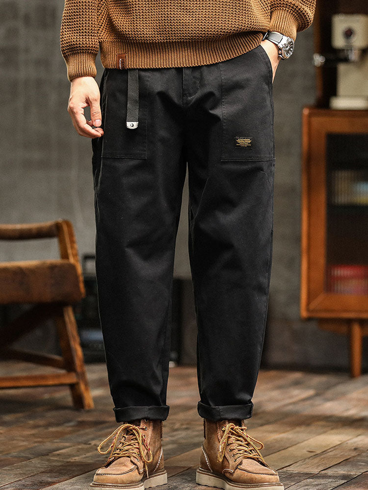 Vintage-inspired men's casual utility trousers