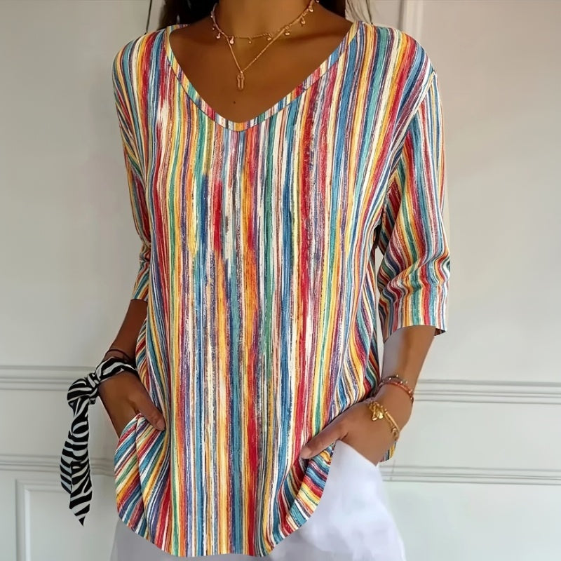 Olyvane | Colourful Striped T-Shirt