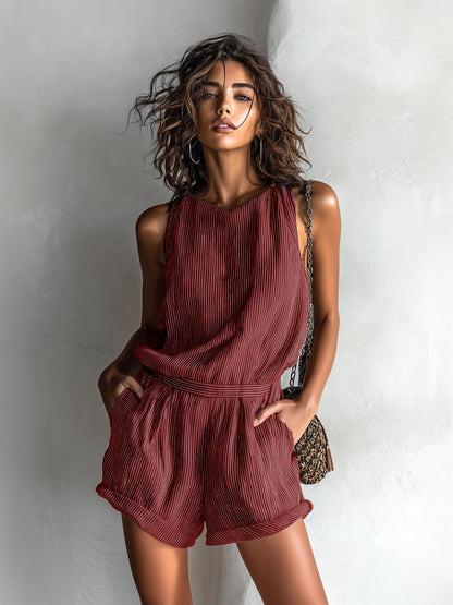OLYVANE LINEN CASUAL ROMPER