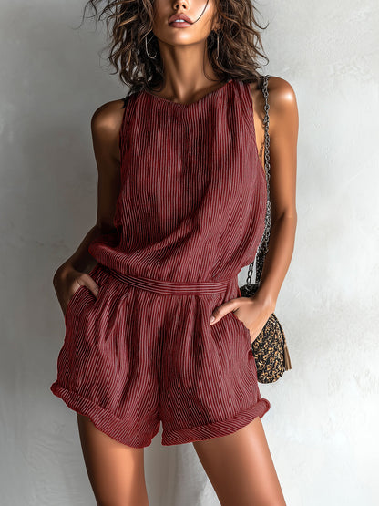 OLYVANE LINEN CASUAL ROMPER