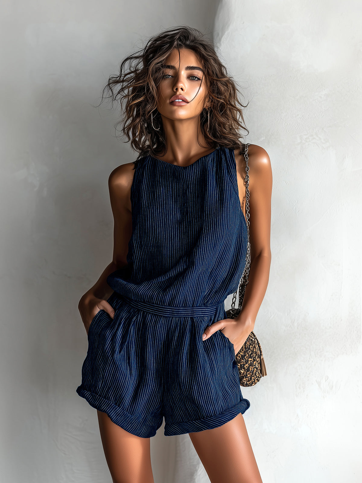 OLYVANE LINEN CASUAL ROMPER