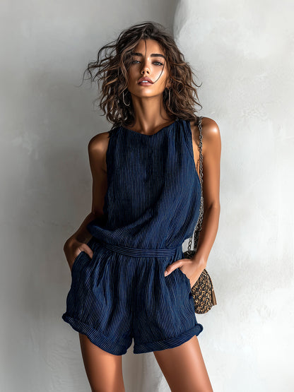 OLYVANE LINEN CASUAL ROMPER