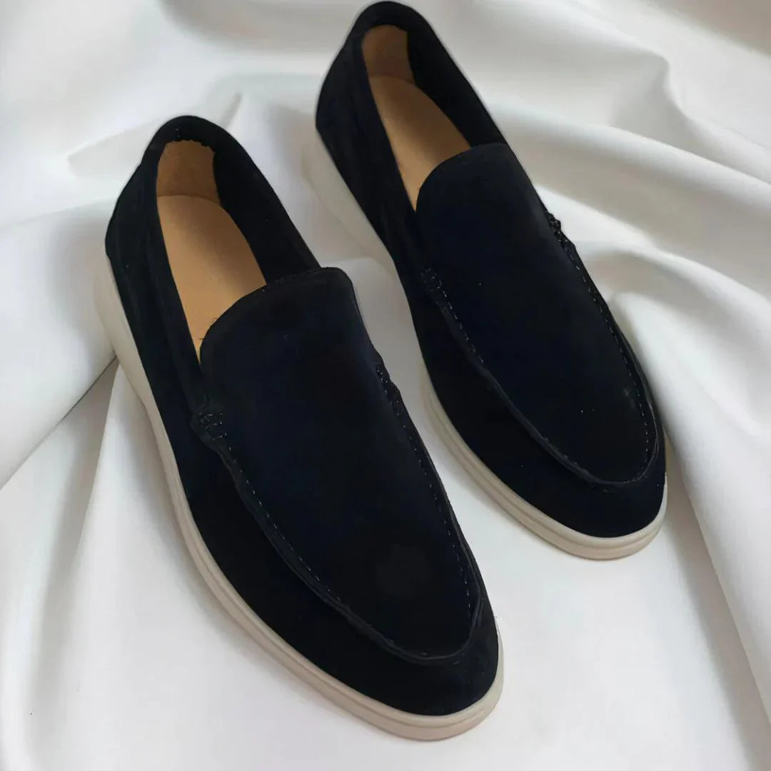 Elegant suede loafers.