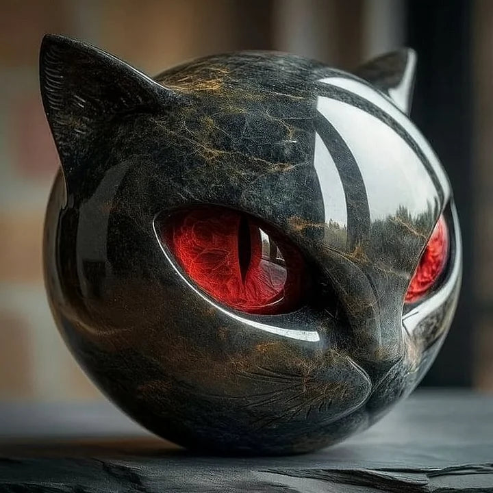 Olyvane – Mystical Black Cat Head Sculpture