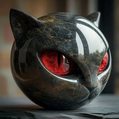 Olyvane – Mystical Black Cat Head Sculpture
