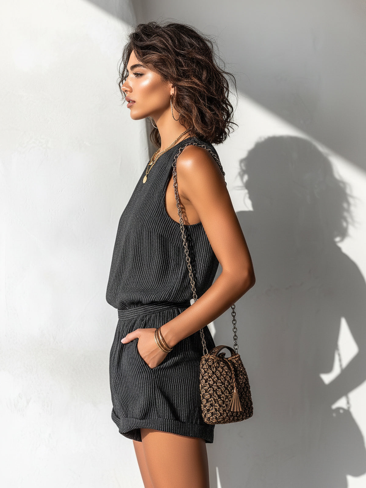 OLYVANE LINEN CASUAL ROMPER