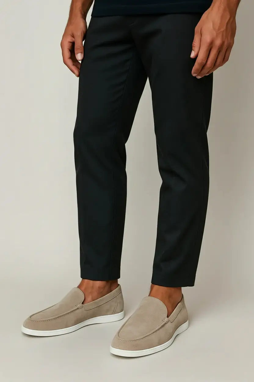 Elegant suede loafers.