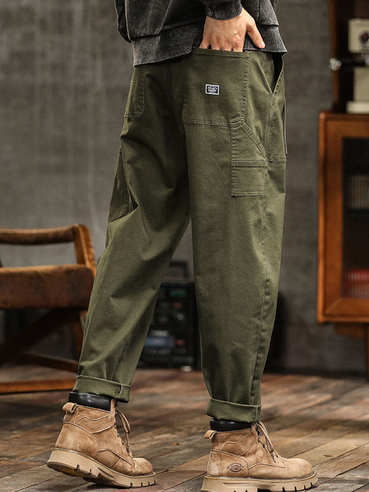 Vintage-inspired men's casual utility trousers