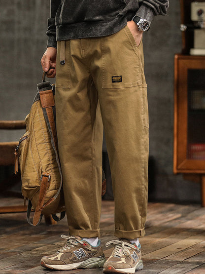 Vintage-inspired men's casual utility trousers