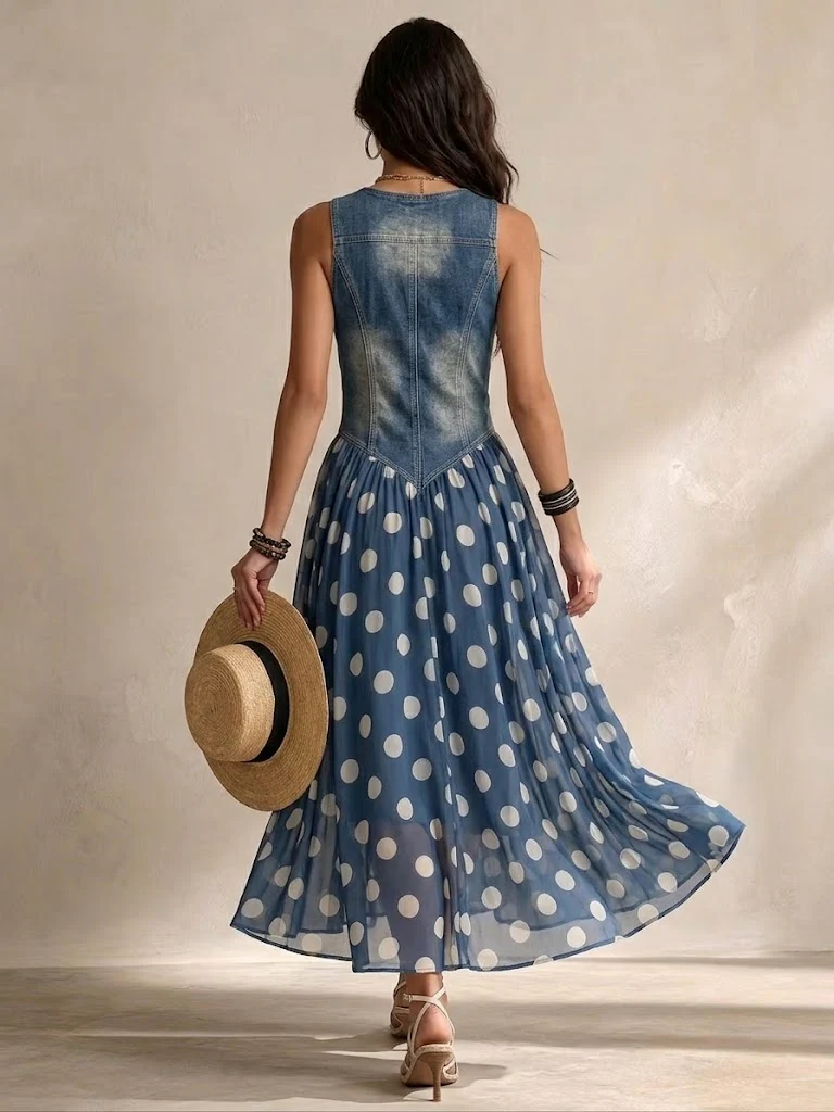 Bianca | Polka Dot Chiffon Midi Dress