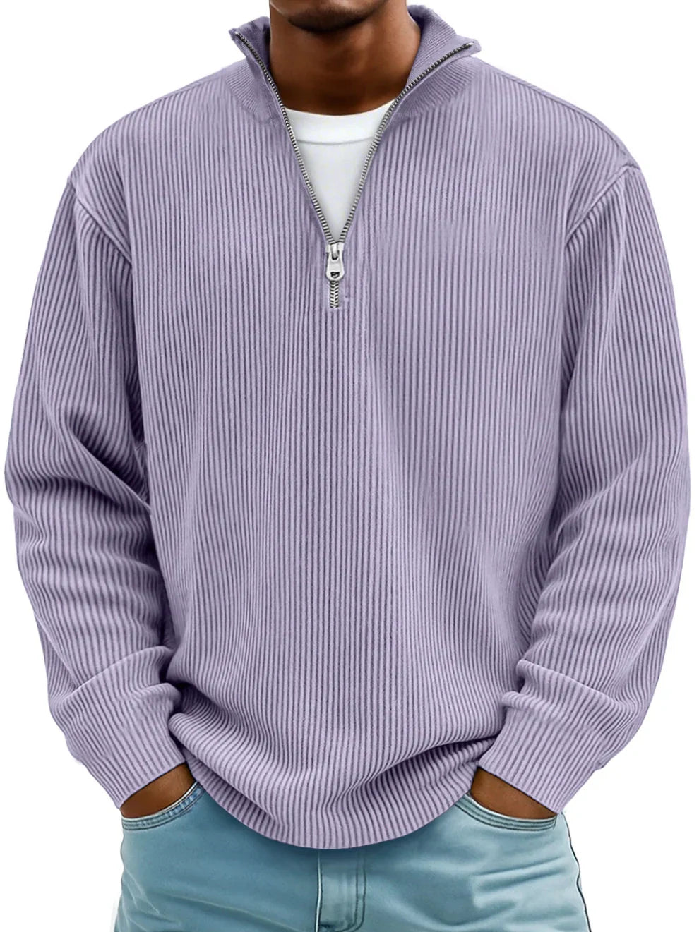 Olyvane | Marc Ribbed Zip-Neck Jumper