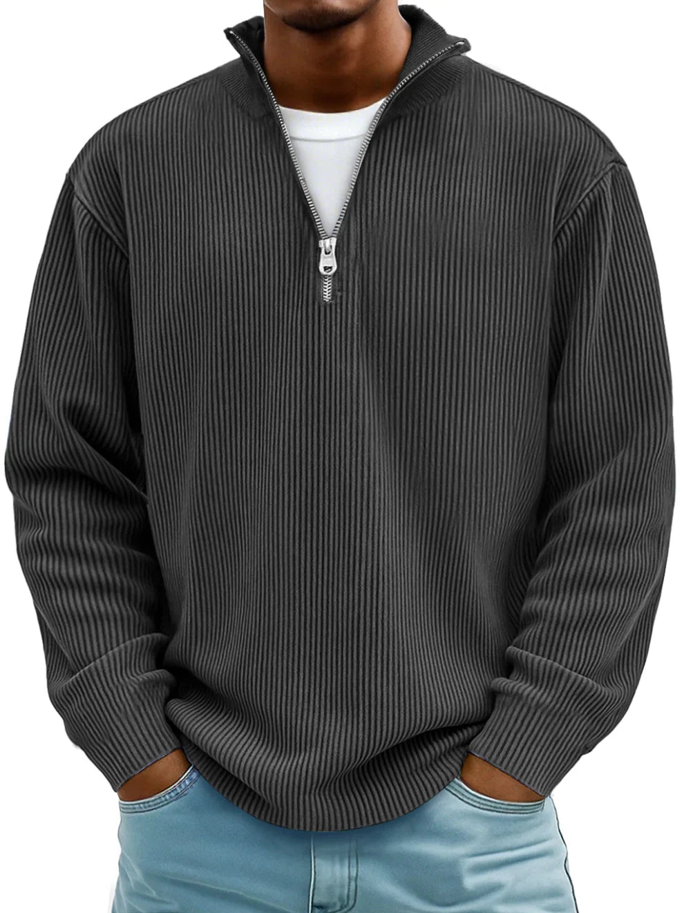 Olyvane | Marc Ribbed Zip-Neck Jumper