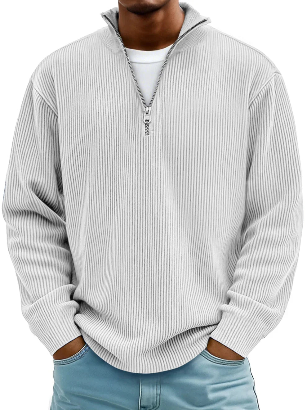 Olyvane | Marc Ribbed Zip-Neck Jumper