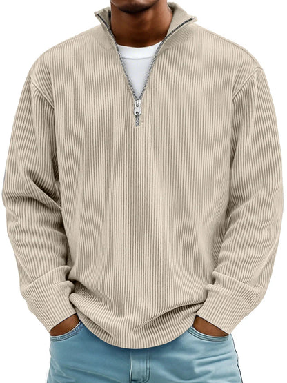 Olyvane | Marc Ribbed Zip-Neck Jumper
