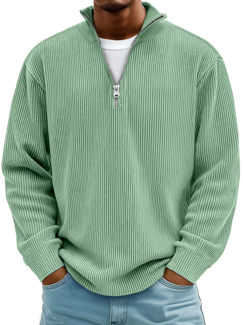 Olyvane | Marc Ribbed Zip-Neck Jumper