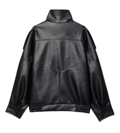 NOIR™ Oversized Leather Bomber Jacket