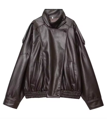 NOIR™ Oversized Leather Bomber Jacket