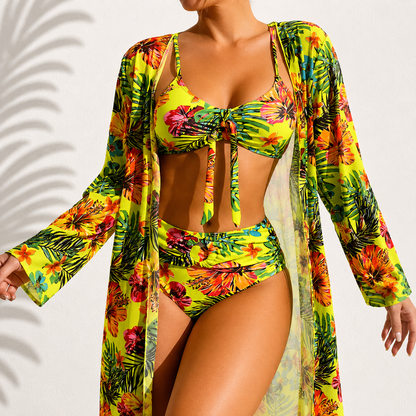Marie Elegant Tropical 3-Piece Bikini
