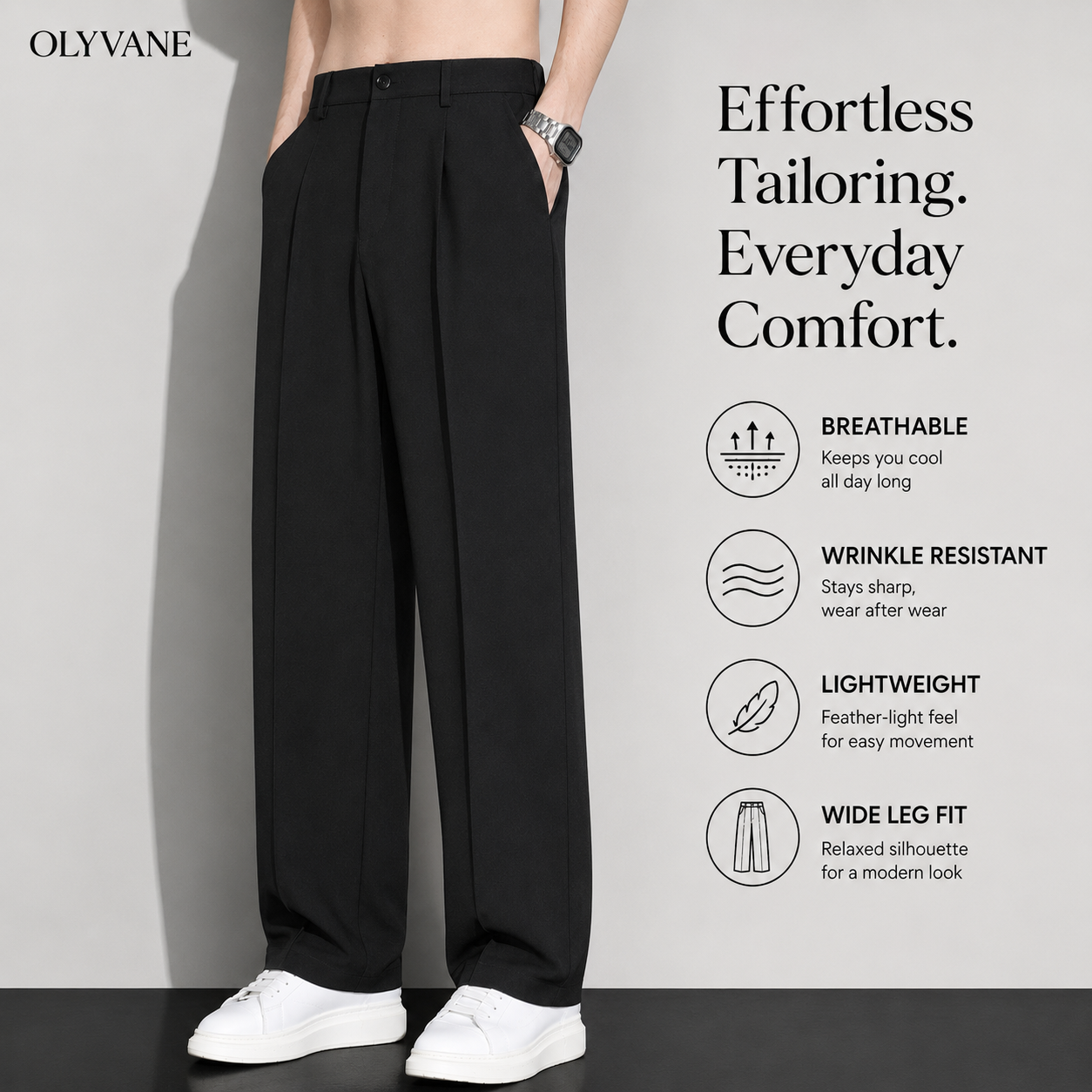 Olyvane™ | Luca Relaxed Wide Leg Trousers