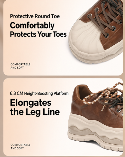 Brown Chunky Platform Sneakers with Ribbed Toe Detail