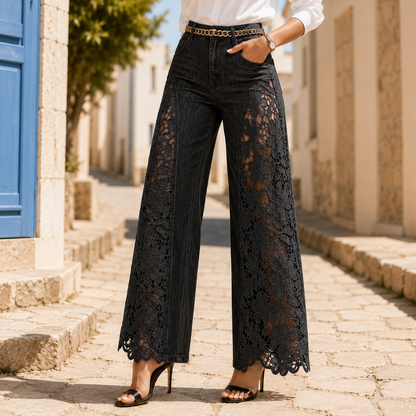 Vivienne Lace Wide-Leg Jeans