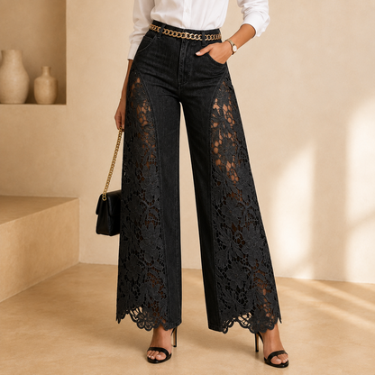 Vivienne Lace Wide-Leg Jeans