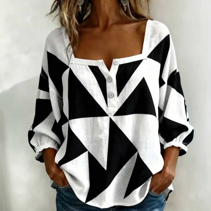 Olyvane | Geometric Casual Blouse