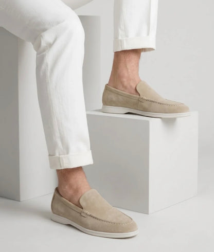 Elegant suede loafers.
