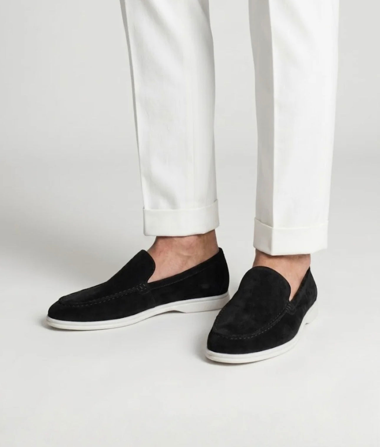 Elegant suede loafers.