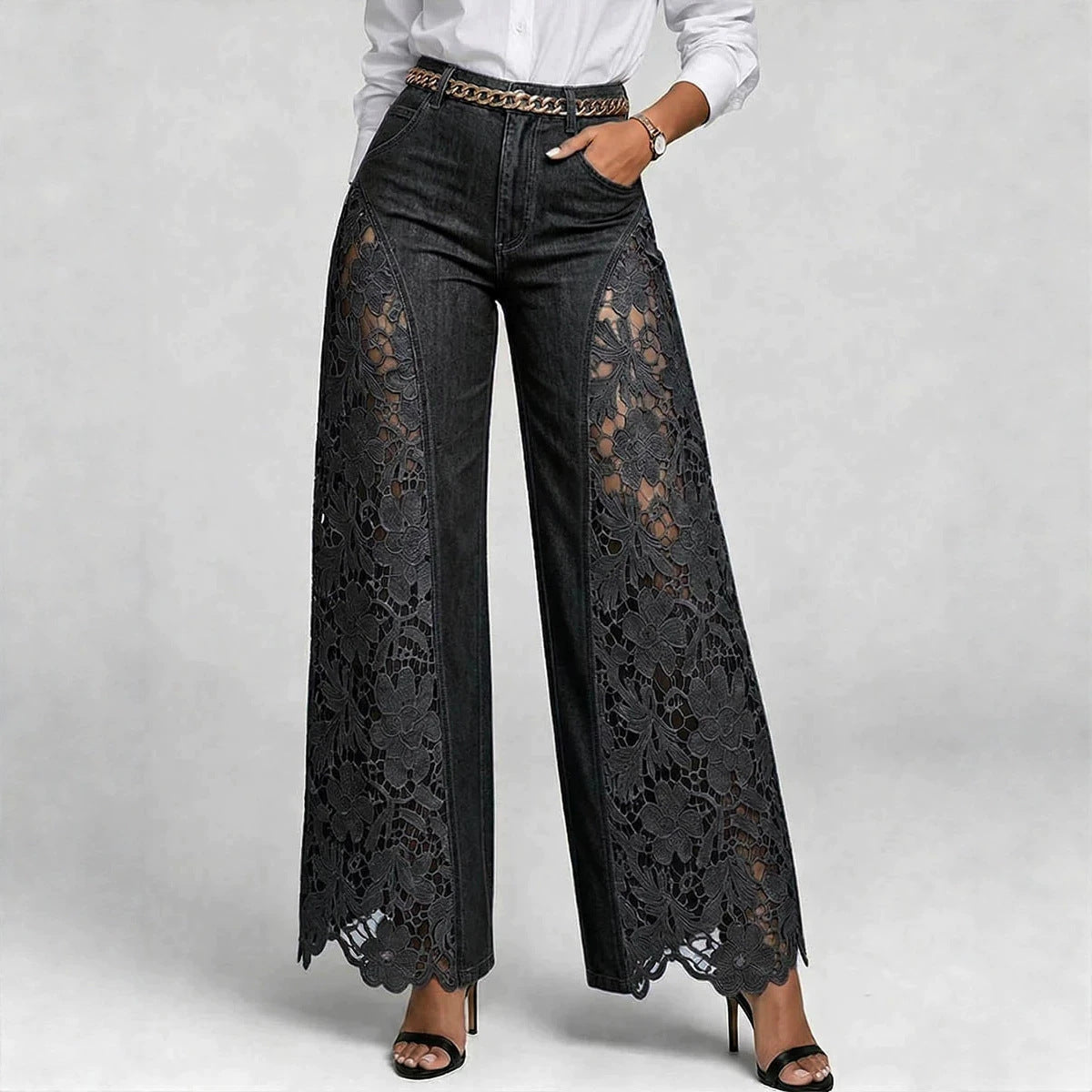 Vivienne Lace Wide-Leg Jeans
