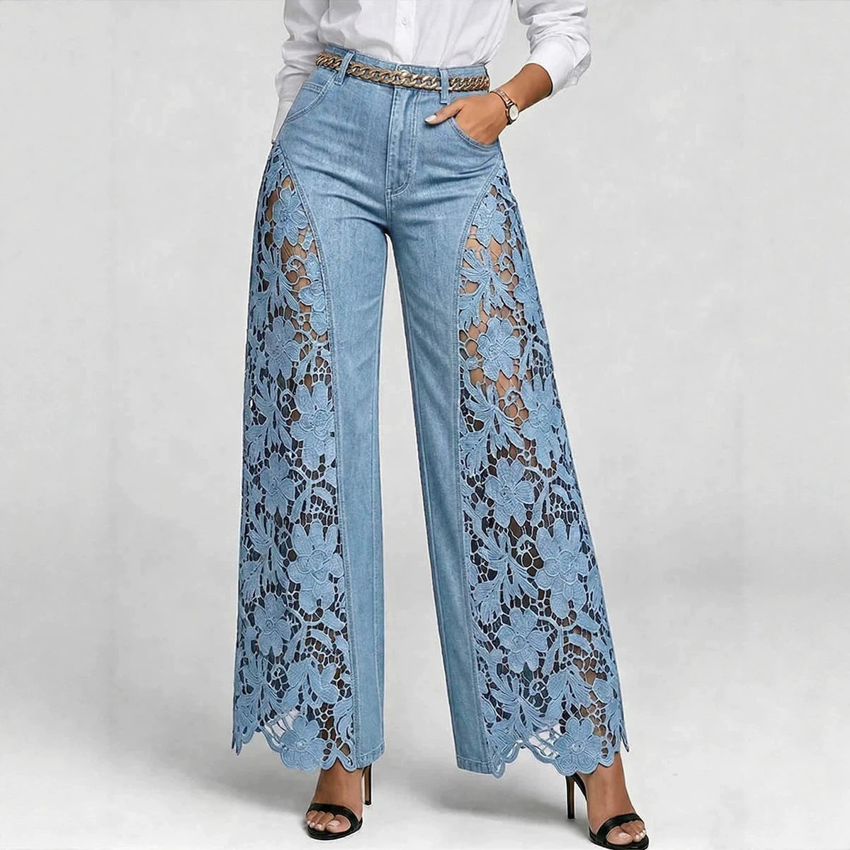 Vivienne Lace Wide-Leg Jeans