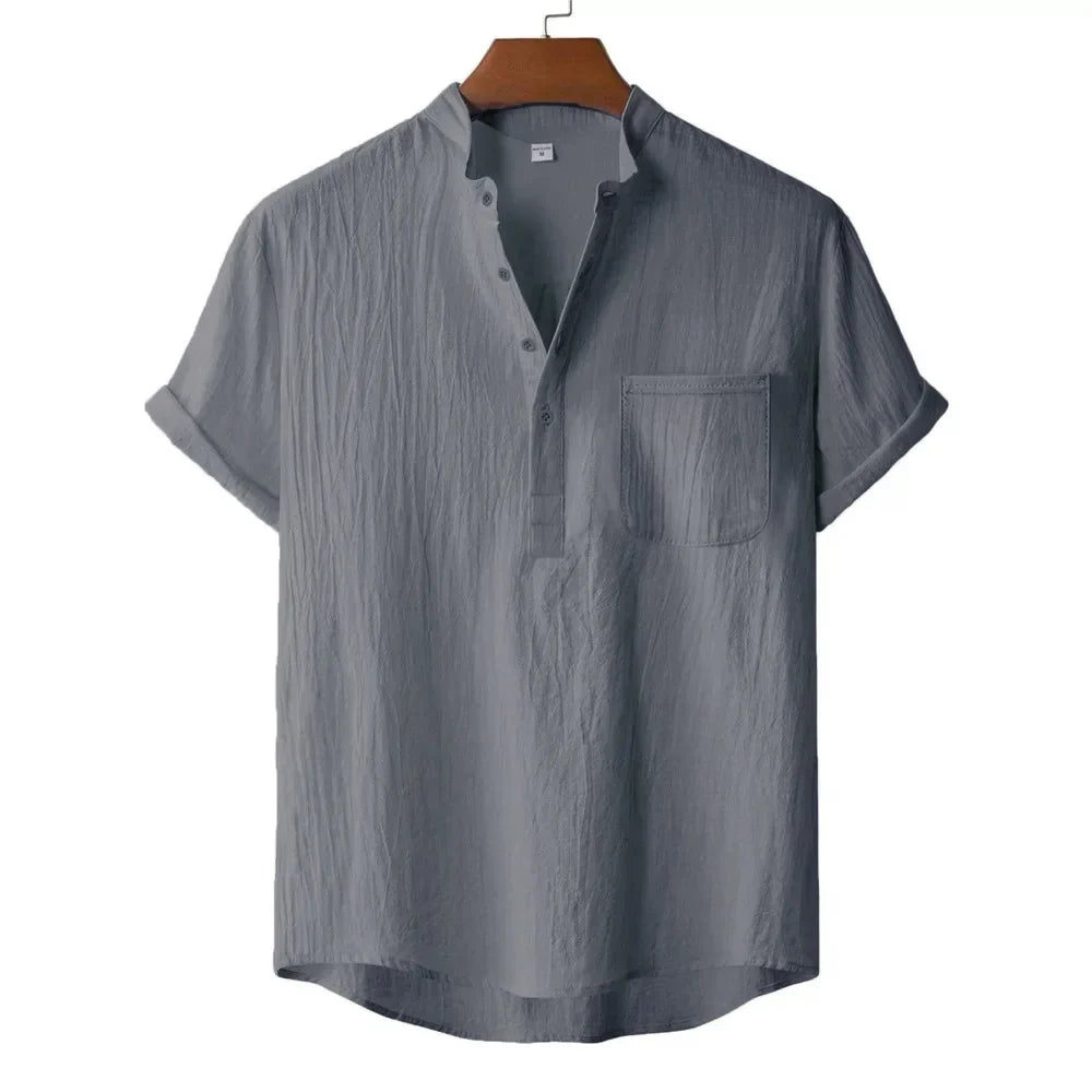 Linen Cotton Henley Shirt