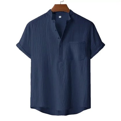 Linen Cotton Henley Shirt