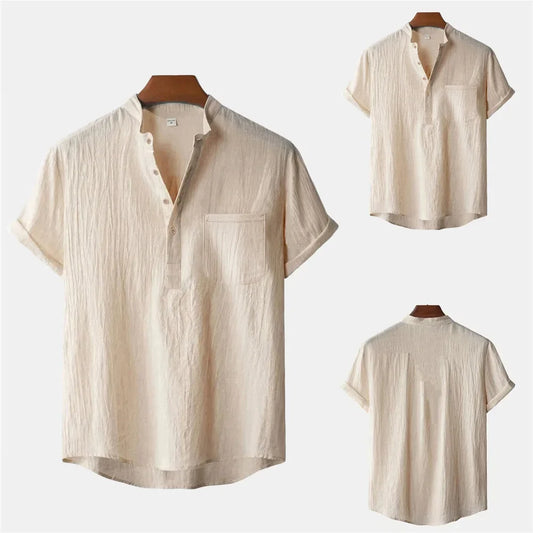 Linen Cotton Henley Shirt
