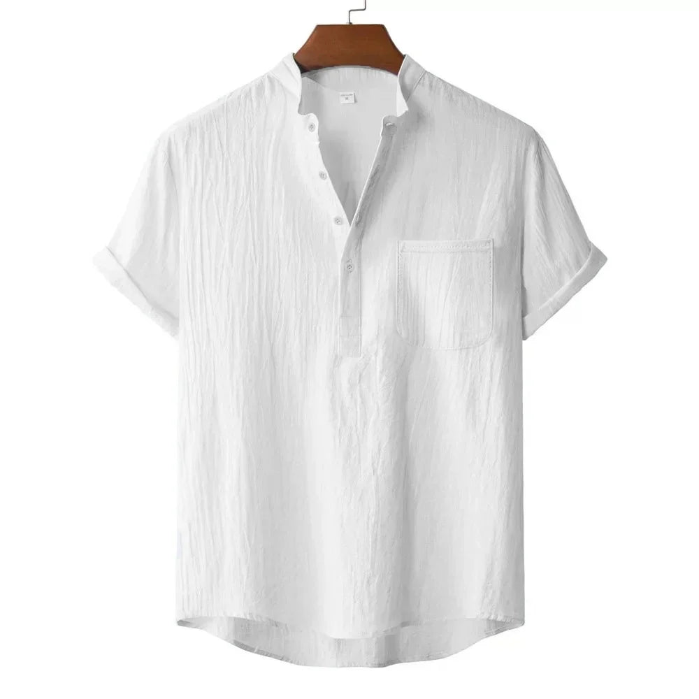Linen Cotton Henley Shirt