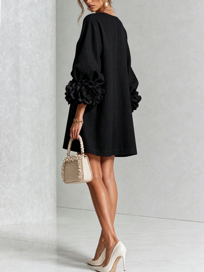 Silvia | Floral Cuff Button Mini Dress