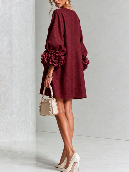 Silvia | Floral Cuff Button Mini Dress