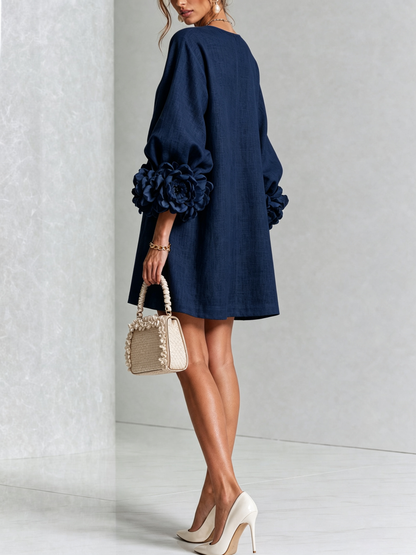 Silvia | Floral Cuff Button Mini Dress
