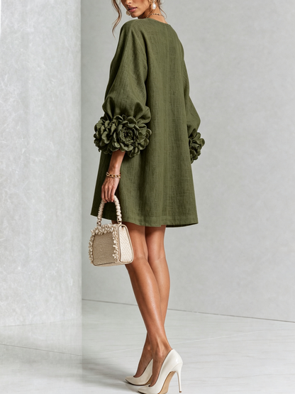 Silvia | Floral Cuff Button Mini Dress