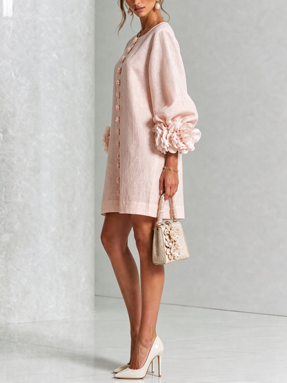 Silvia | Floral Cuff Button Mini Dress