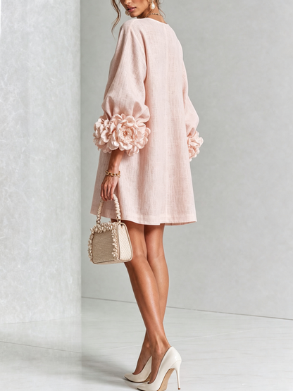 Silvia | Floral Cuff Button Mini Dress