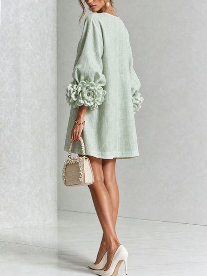 Silvia | Floral Cuff Button Mini Dress
